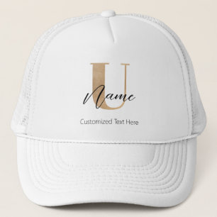 Modern Monogrammed Initiaal U & Naam Gepersonalise Trucker Pet