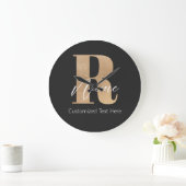 Modern Monogrammed Initial R & Name Personalized Grote Klok (Huis)