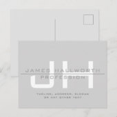 Modern Monogrammed Initialen (of andere tekst) Gri Briefkaart (Voorkant / Achterkant)