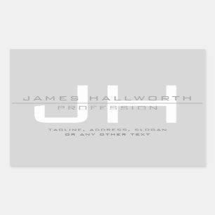 Modern Monogrammed Initialen (of andere tekst) Gri Rechthoekige Sticker