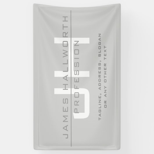 Modern Monogrammed Initialen (of andere tekst) Gri Spandoek (Verticaal)