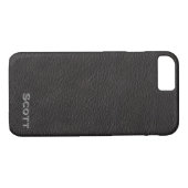 Modern Monogrammed Masculine Black Leather Case-Mate iPhone Case (Achterkant (Horizontaal))