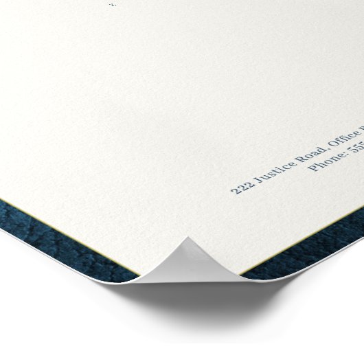 Modern monogrammed printable letterhead blue gold poster (Hoek)