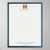 Modern monogrammed printable letterhead blue gold poster (Voorkant)