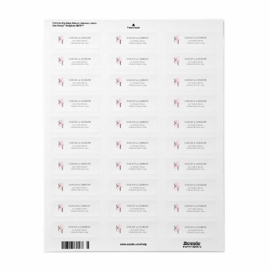 Modern Monogrammed Return Address Label (Full Sheet)