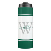 Modern Monogrammed Script Emerald Green Thermosbeker (Voorkant)