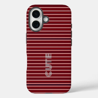 Modern Monogrammed Striped  iPhone 16 Hoesje