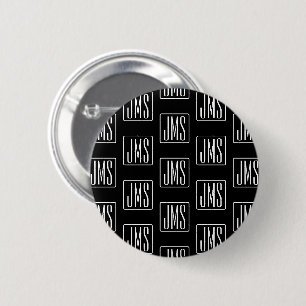 Modern Monogrammotief Zwart & Wit Ronde Button 5,7 Cm