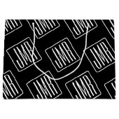 Modern Monogrampatroon | Zwart & Wit Groot Cadeauzakje (Voorkant)