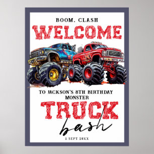 Modern Monster Truck Verjaardagsfeestje Welkomstbo Poster