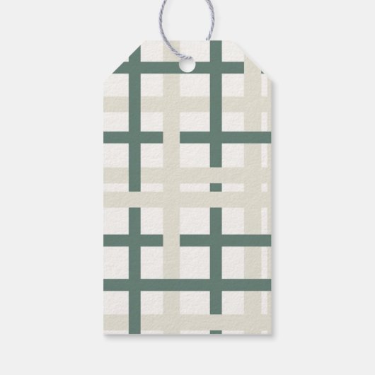 Modern Montauk Grid Groen & Beige Cadeaulabel (Achterkant)