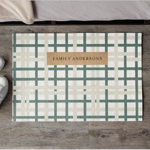 Modern Montauk Grid Groen & Beige Deurmat