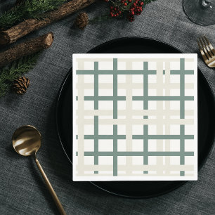 Modern Montauk Grid Groen & Beige Servet