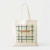 Modern Montauk Grid Groen & Beige Tote Bag (Voorkant)
