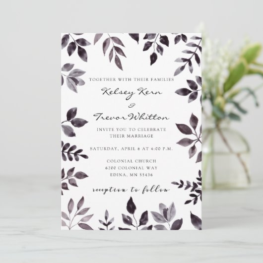 Modern Mood Waterverf Bloemen Huwelijksuitnodiging Kaart (Staand voorkant)