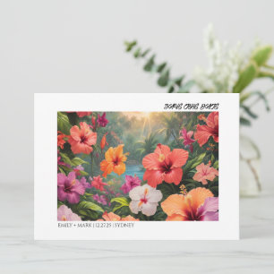 Modern Moody Bold Kleurrijke Bloemen SAVE THE DATE Kaart