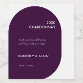 Modern Moody Dark Geometric Solid Paars Wedding Wijn Etiket (Enkel label)