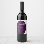 Modern Moody Dark Geometric Solid Paars Wedding Wijn Etiket (Voorkant)