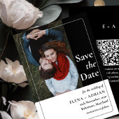 Modern Moody Photo Save the Date with QR Code