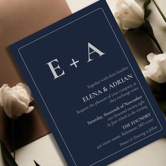 Modern Moody Photo Wedding Invitation with QR code