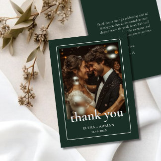 Modern Moody Wedding Thank You Card with Photo Bedankkaart