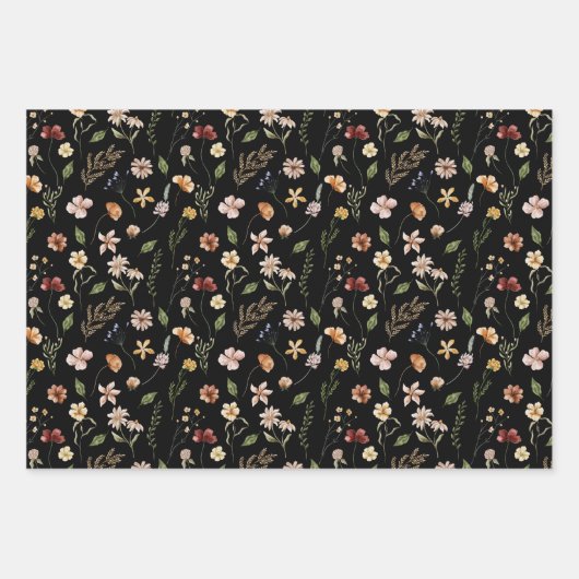 Modern Moody Winter Botanical KerstFloral Wra Inpakpapier Vel (Voorkant)