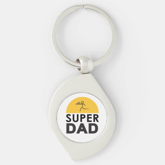 Modern mooi design "SUPER DAD" Sleutelhanger (Voorkant)