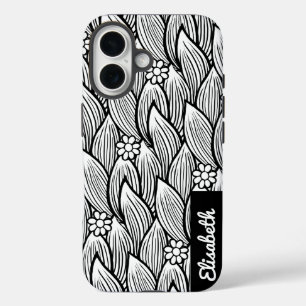 Modern Mooie Zwart En Wit Hippie Madeliefjes Bl iPhone 16 Hoesje