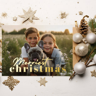 Modern Mooiste Kerst Minimaal 1 Foto Elegant Folie Feestdagenkaart
