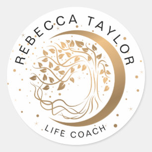 Modern Moon Yoga Trendy Life Coach Tree of Life Ronde Sticker