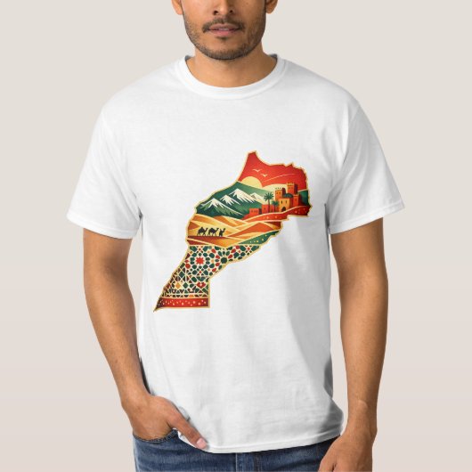 Modern Morocco Map T-Shirt Design – Mor (Devant)