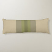 Modern Moss Green Beige Striped Pattern Lichaamskussen (Achterkant)