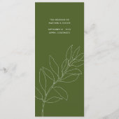 Modern Moss Green Botanical Floral Wedding Menu (Achterkant)
