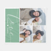Modern Moss Green Photo Collage Love Personalized Fleece Deken (Voorkant (Horizontaal))