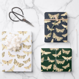 Modern Moth Pattern Elegant Chic Neutral Gift Inpakpapier Vel