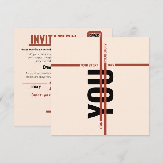 Modern Motivational Event Invitation Card | Semina (Devant / Derrière)