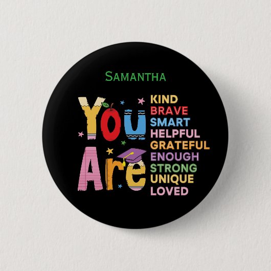 Modern Motivational Positive Affirmations Name Ronde Button 5,7 Cm (Voorkant)