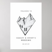 Modern Mountain Heart croquis Mariage Affiche de b (Devant)