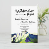 Modern Mountain Woodland Forest bruiloft Kaart (Staand voorkant)