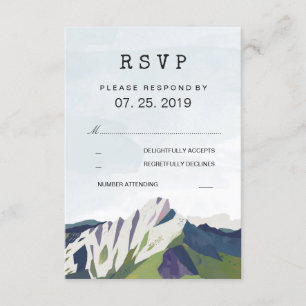 Modern Mountain Woodland Forest Wedding RSVP Kaartje