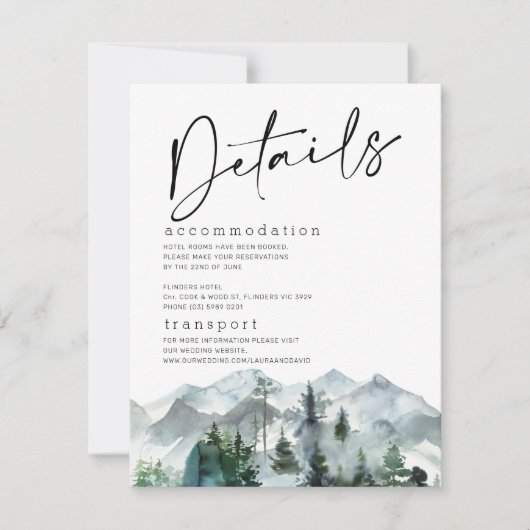 Modern Mountains Wilderness Mariage Détails Carte (Devant)