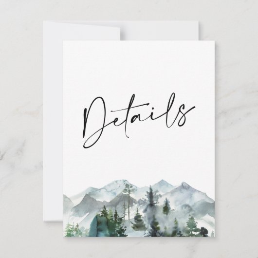 Modern Mountains Wilderness Mariage Détails Carte (Dos)