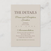 Modern Mousse Brown Wedding Details Enclosure Card Informatiekaartje (Voorkant)