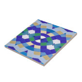 Modern mozaïek geometrisch blauw groen oog wit tegeltje (Zijkant)