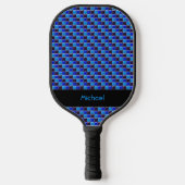 Modern mozaïek in zwart, koningsblauw, op maat pickleball paddle (Voorkant)