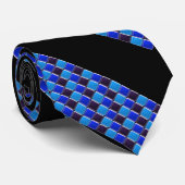 Modern mozaïek in zwart, koninklijk blauw, chic stropdas (Opgerold)