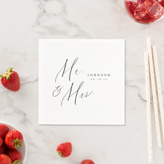 Modern Mr. en Mrs. script minimalistische bruiloft Servet (Insitu)