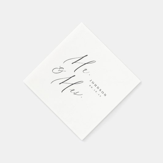 Modern Mr. en Mrs. script minimalistische bruiloft Servet (Hoek)