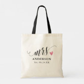 Modern Mrs. Black Script Custom Wedding Pas getrou Tote Bag (Achterkant)
