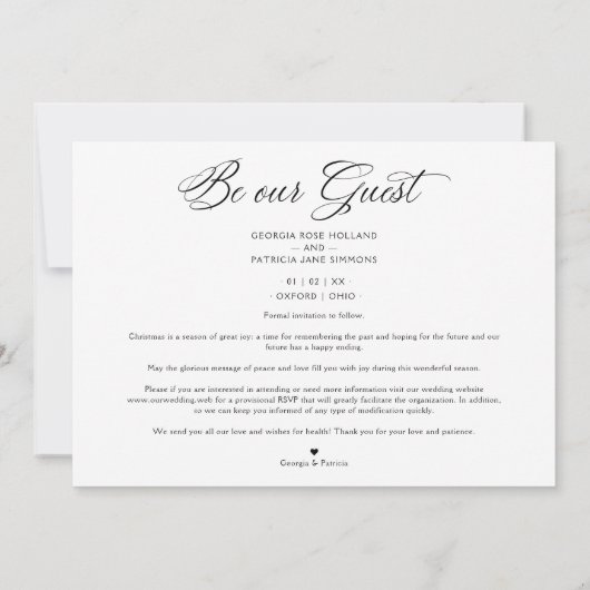 Modern Mrs. & Mrs Gelukkig Feestdagen Kerstmis Save The Date (Achterkant)